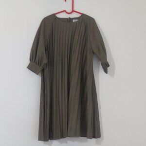 Like New Kin Kin Brown Pleat Dress with Button Detail on Cuffs